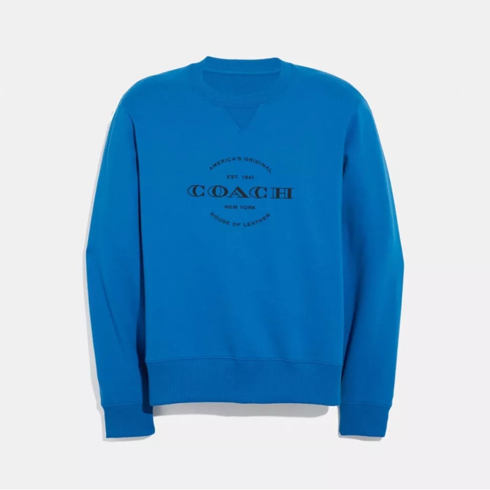 Authentic Coach Blue Logo Crewneck Sweatshirt large $298 hoodie jacket